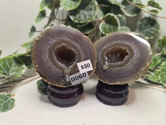 Agate Nodule Polished Geode Pair 478g