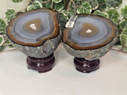 Agate Nodule Polished Geode Pair 892g